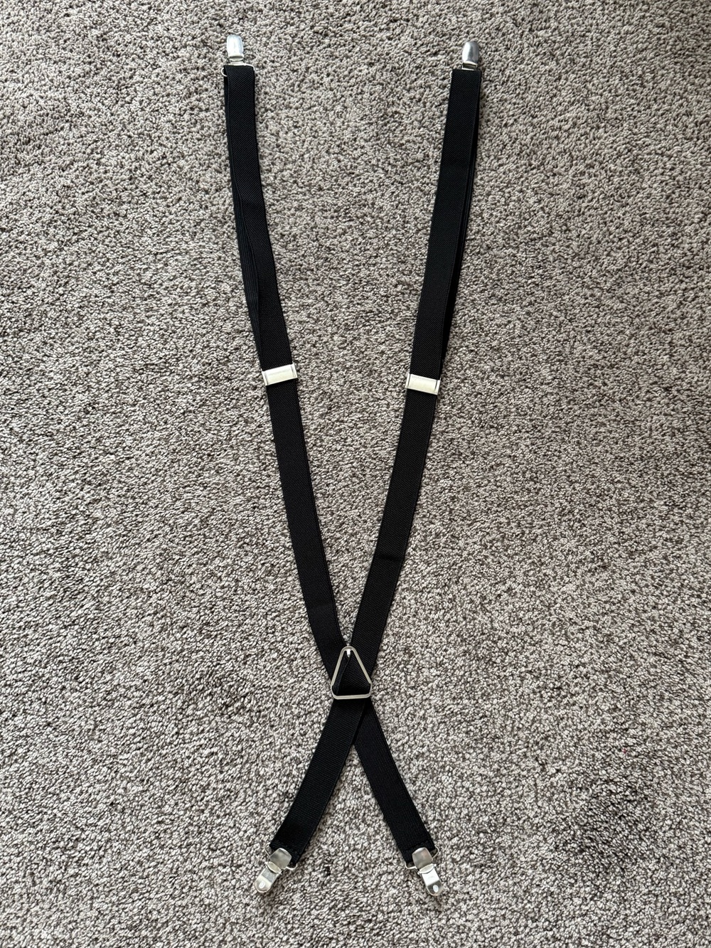 Boy’s Classic Black Elastic “X” Suspenders With Adjustable Clips